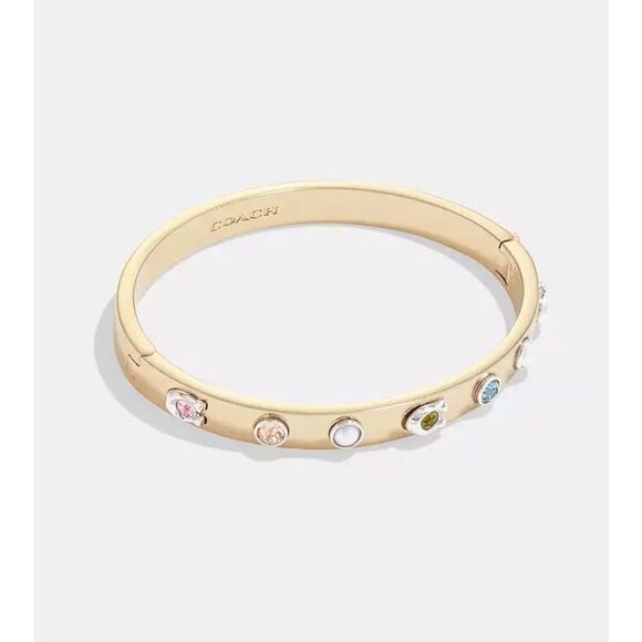 Coach Pegged Pearl And Stone Hinged Bangle - Picture 3 of 8